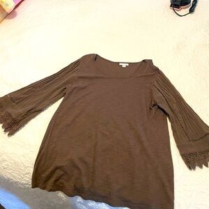 J. Jill Chocolate Bell Sleeve Blouse